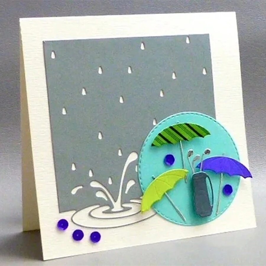 1入組下雨剪裁模板,可用於聖誕節及紙質相簿diy,剪裁模板 - 銀色 - 查看 1