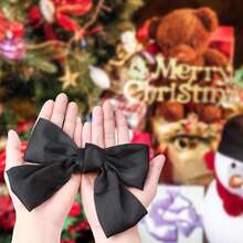 Xerteam 4入組帶蝴蝶結的髮夾,女士和女孩的緞帶蝴蝶節法式髮夾,絲質蝴蝶結髮夾,經典復古風格 (粉色+酒紅色+黑色+深藍色)