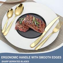 Gold Silverware Set, Caliamary 24 Pieces Flatware Set With Silverware Holder, Stainless Steel Knives And Forks And Spoons Cutlery Set Service For 6, Kitchen Utensil Tableware Set With Antiskid Handle - Gold - View 8