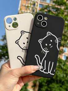2入組可愛的黑白貓情侶手機殼，適用於iPhone - 彩色 - 查看 1