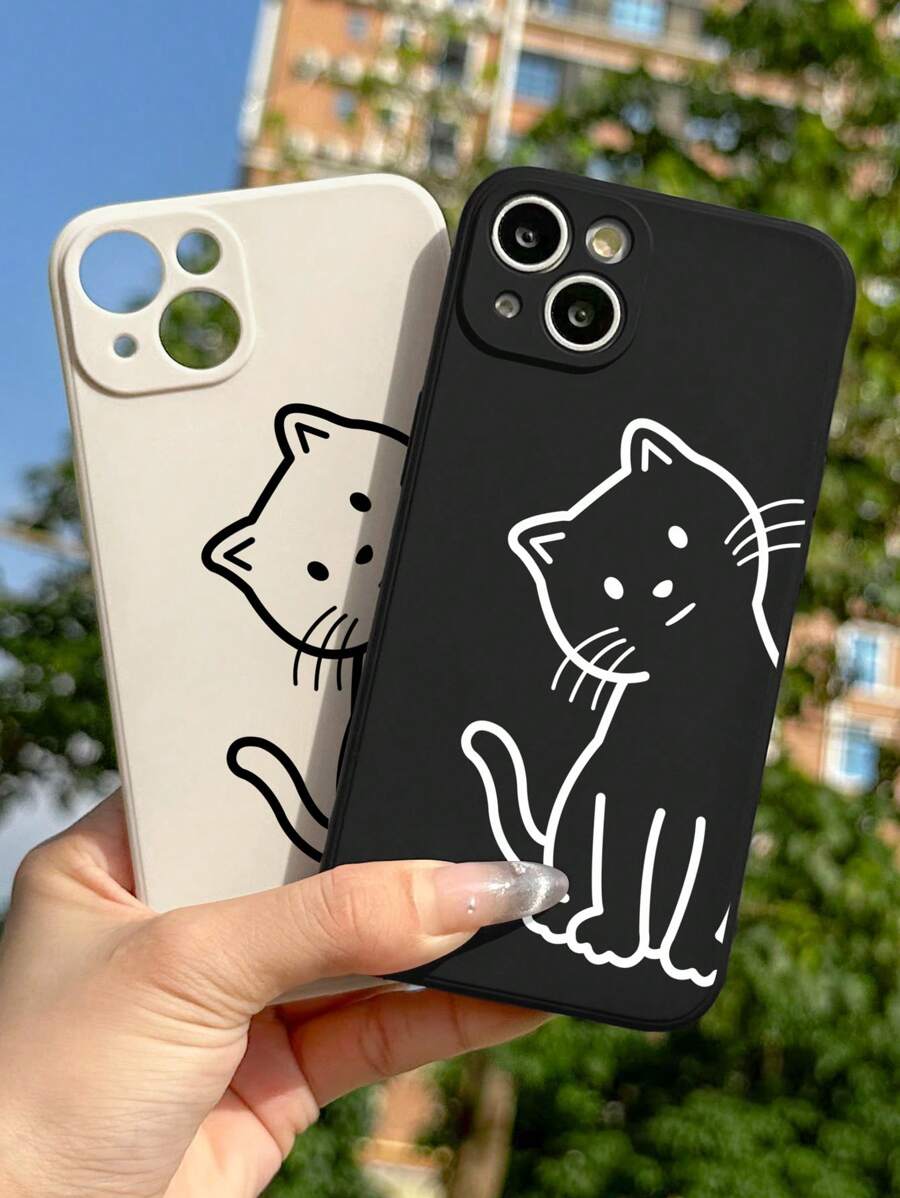 2入組可愛的黑白貓情侶手機殼,適用於iPhone - 彩色 - 查看 1