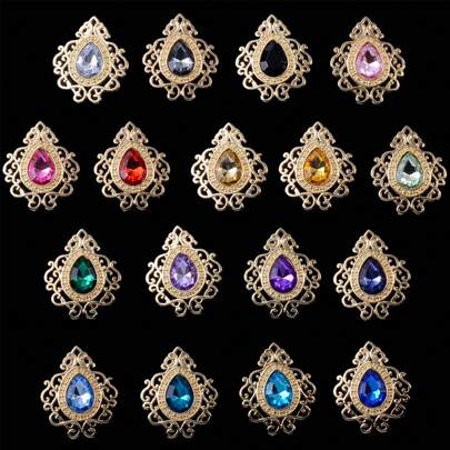 10pcs Mixed-color Baroque Style Hollow Out Floral Lace Design Acrylic Rhinestone Pendants, Gold-color Diy Jewelry Accessories For Handmade Bracelet, Necklace, Earrings, Hair Accessories, Wedding Dress, Shoes, Handbag, Collar, Curtain, 32x26mm