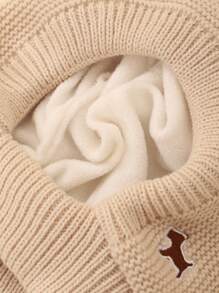 1頂冬季保暖針織帽,可愛的狗繡花和3d耳朵設計,保護耳朵和臉部,適合男女嬰兒使用