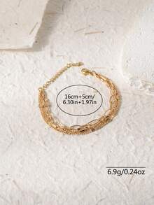 1pc Fashionable Personalized Triple Layer Chain Design Women's Bracelet - Yellow Gold - View 4