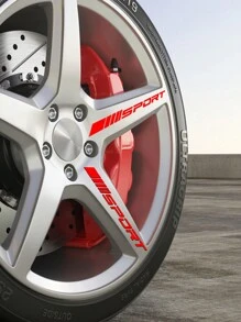 4pcs/set Car Wheel Hub Sport Emblem Sticker - Red - View 7