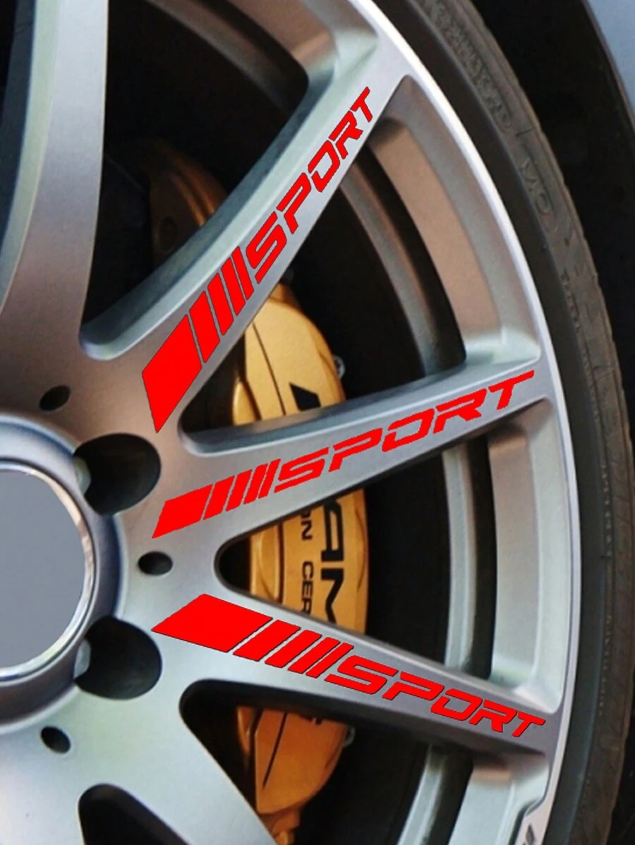 4pcs/set Car Wheel Hub Sport Emblem Sticker - Red - View 1
