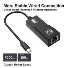 1入 10/100/1000 Mbps Type-c Usb-c To Ethernet Rj45 Usb C 轉換器,可兼容 Usb C 轉 Rj45,100mbps Type-c Gigabit 以太網 Lan 網絡適配器,適用於book Pro/air、ipad Pro、dell Xps、surface Laptop等操作系統 - 黑色 - 查看 2