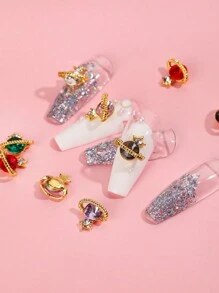 一盒土星五角星美甲饰品闪亮水晶钻美甲配件DIY美甲合金装饰配件