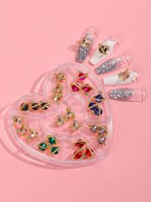 一盒土星五角星美甲饰品闪亮水晶钻美甲配件DIY美甲合金装饰配件