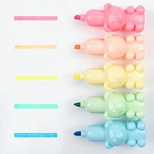 1pc Cartoon Fluorescent Pen With Slanted Tip & Cute Bear Design For Students Drawing And Highlighting - Multicolor - View 5