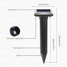 全新超音波驅鼠器太陽能板戶外驅蛇器 - 黑色 - 查看 8