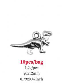 10pcs/Bag 20x12mm (0.79x0.47inch) Antique Silver Color Dinosaur Charms Pendant For DIY Jewelry Making - Antique silver-10pcs - View 4