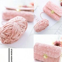 1 件 100 克手工針織雪尼爾紗 Diy 天鵝絨毯子圍巾冰條線 - 薑色 - 查看 4