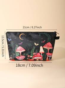 蘑菇印花化妝包小月亮化妝包女式青少年女孩防水手拿包帶拉鍊刷東西收納袋錢包洗漱包蘑菇袋,新奇包,完美的最佳惡作劇和有趣的禮物。 - 紅色 - 查看 6