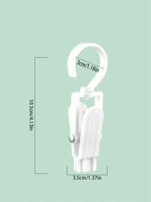 5入組多功能衣櫥夾,適用於防風衣物/帽子/襪子/毛巾/窗簾/手套收納,並附有旋轉掛鉤 - 白色 - 查看 8