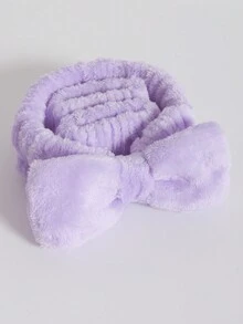 3pcs/Set Hair Band & Wristband Set, Includes 1pc Hairband And 2pcs Bathroom Wristbands, Modern Polyester Bow-Knot Decorated Facial Cosmetics Headband And Wristband,Skincare,Room Decor,Home Decor,Bedroom Decor,Bathroom,Christmas Gifts,Bathroom Decor,Travel,Travel Stuff,Wedding,Christmas Party,Mom Gifts,Home,Room,House Decor,Christmas Gift,Gifts For Mom,Birthday,Pink Room Decor,Living Room Decor,Bedroom,Gifts For Men,Dad Gifts,Mushroom,New Years,Mom,Accessories,Gifts For Dad,Friends,Funny Gift - Mauve Purple - View 2