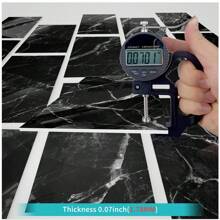 16pcs Marble Pattern Wall Sticker, Thickened Crystal Ceramic Tile Decals For Decorating Kitchen, Bathroom, Waterproof And Self-Adhesive Home Decor - Black - View 7
