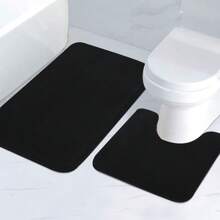 1 件简约纯色记忆泡沫速回弹吸水防滑地垫浴室地垫浴室地垫家居浴室装饰浴室地毯户外地毯门垫秋季装饰浴室配件返校入口装饰 - 黑色 - 查看 1