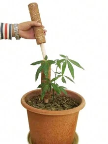 1pc -Friendly Natural Cocopeat Plant Climbing Pole, With PVC Inner Core For Extending Coconut Palm Stick For Garden Plant Support - Brown - View 5