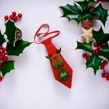 1pc Christmas Decoration Red Glitter Necktie, Creative Adult Gift Accessory For Performances And Party - Brown - View 4