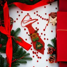 1pc Christmas Decoration Red Glitter Necktie, Creative Adult Gift Accessory For Performances And Party - Brown - View 3