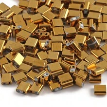 日式雙孔種珠台灣二孔玻璃赤鐵礦條珠,鑽石手鍊零配件,波西米亞風格珠寶配件 - 彩色 - 查看 7