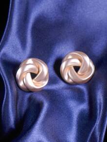 1pair European And American Punk Style Fashionable Twisted Hoop Earrings, Suitable For Daily Wear And Work - Gold - View 3