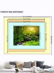 1pc Forest Landscape Personalized Indoor Decoration Tapestry - Army Green - View 5