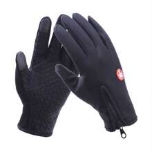 1 Par De Luvas À Prova De Vento Para Homens Para O Inverno, Luvas À Prova D'água, Contra O Frio, Antideslizantes, Com Tela Sensível Ao Toque, Adequado Para Esportes Ao Ar Livre, Pesca, Ciclismo, Esqui, Escalada De Montanha, Com Zíper, Luvas Antiderrapantes Para Moto