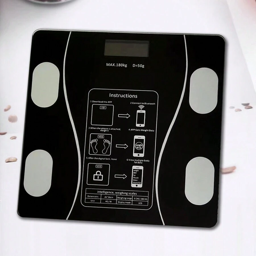 Electronic Body Weight Scale With Body Fat Analyzer, Health Measurement Tool - Black - View 1