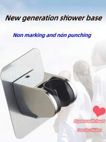 免打孔浴室神器,通用花灑頭、壁掛式花灑頭、雨淋式吊噴花灑套裝、底座固定 - 銀色 - 查看 1