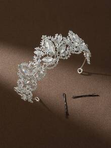 時尚精美的合金皇冠適合女性婚禮派對髮飾(免費提供兩個輔助固定髮夾)