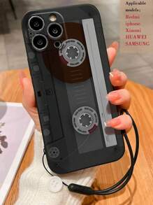 Ốp điện thoại dày dặn chống sốc, có họa tiết in, kèm dây cáp bổ sung, tương thích với iPhone 15Promax/13/14/11/XS, //, màu đen với họa tiết in, phiên bản quốc tế, không phải phiên bản nội địa. - Nhiều màu - Xem 2