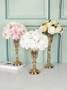 1pc Metal Vases Desktop Centerpieces Vase Trumpet Shape Welcome Area Road Guide Flower Holder Display Wedding Photo Props Home Decor Room Decor Flower Vase Glass Vase - Gold - View 5