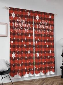 1pc Christmas Series Printed Window Curtain - Multi-color - View 3