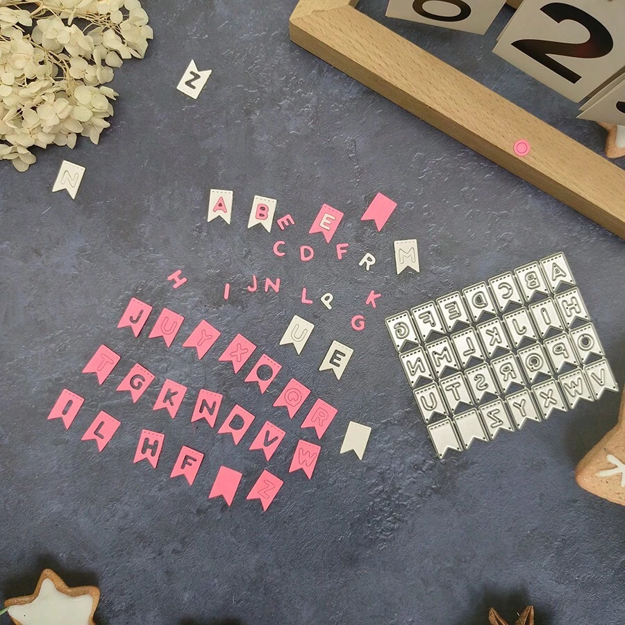 1入組碳鋼切割模具用於縫紉創意字母設計DIY蝕刻模板工藝模具 - 銀色 - 查看 1