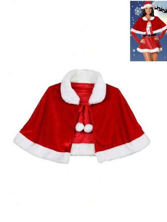 1 件金丝绒圣诞披风/斗篷，圣诞装饰