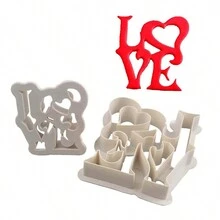 2入組愛情信件造型餅乾切割器,適用於情人節,婚禮,蛋糕模具,肥皂,巧克力製作和diy廚房烘焙工具