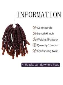 1 包6吋短鬆螺旋編織針,適用於 Passion Twist 髮型、鉤編髮型、女性髮延長,鉤編髮延長和梳編髮