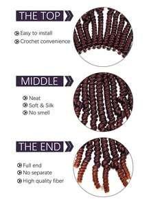 1 包6吋短鬆螺旋編織針,適用於 Passion Twist 髮型、鉤編髮型、女性髮延長,鉤編髮延長和梳編髮