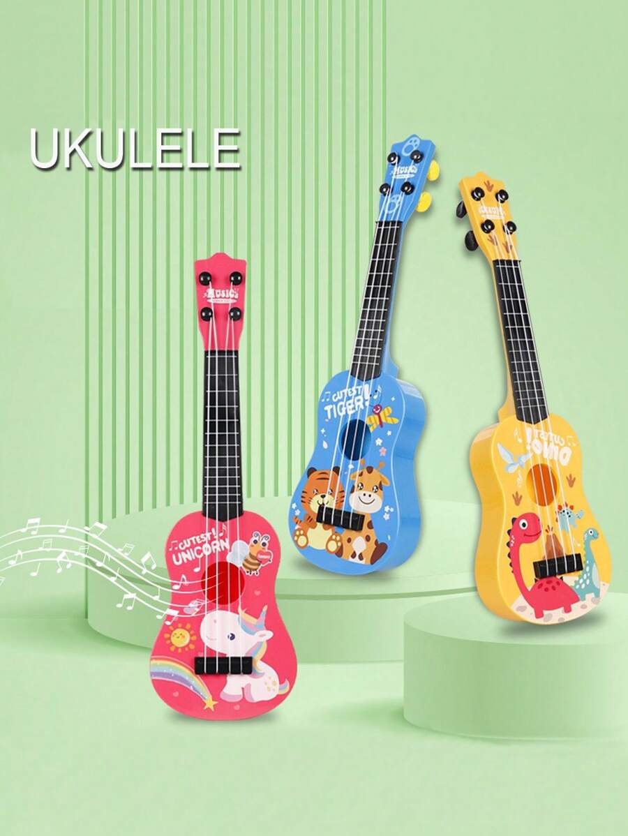 Mini chitarra giocattolo con motivi cartoni animati per suonare l