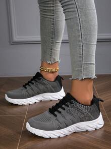 2023 新款透气轻便网眼系带简约休闲可水洗女士运动鞋跑步鞋步行鞋路跑鞋 - 深灰色 - 查看 5