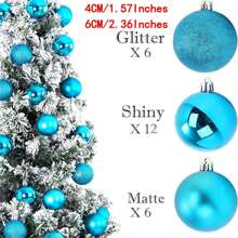 24pcs Christmas Ball Ornaments For Christmas Tree - Shatterproof Tree Decorations Balls, Perfect For Holiday Wedding Party Decorations - Lake blue - View 4