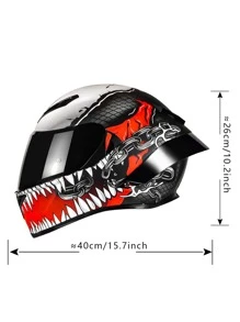 LVCOOL 1pc Red-black-white Motorcycle Helmet With Dot Certification, Full Face Helmet, Including 1pc Transparent Lens & 1pc Extra Black Lens, Replaceable & Removable Inner Padding - Red and White - View 5
