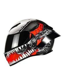 LVCOOL 1pc Red-black-white Motorcycle Helmet With Dot Certification, Full Face Helmet, Including 1pc Transparent Lens & 1pc Extra Black Lens, Replaceable & Removable Inner Padding - Red and White - View 1