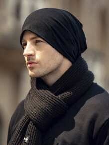 1 Pièce Casquette De Bonnet D'extérieur Décontractée En Tissu Solide Pour Homme Pour Une Utilisation Quotidienne Et Des Activités En Extérieur En Automne Et En Hiver