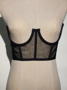 1入女性黑色流蘇＆鑽石＆網眼材質腰鏈，派對裝飾配件皇室風格