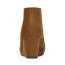Women's Wedge Boots Casual Fashion Lace Up Low Heel Ankle Booties Shoes - Đồng - Xem 5