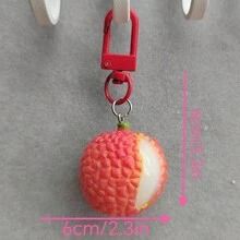 1 Piece Red Lychee Fruit Toy Resin Decorative Spring Buckle Cute Hole Bag Decoration Suitable For Ladies Daily Use Date Gift - Red - View 2