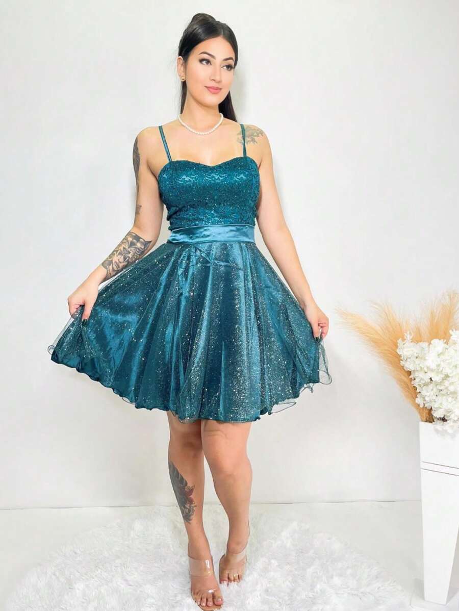 Women Dresses - Dark Green - View 1